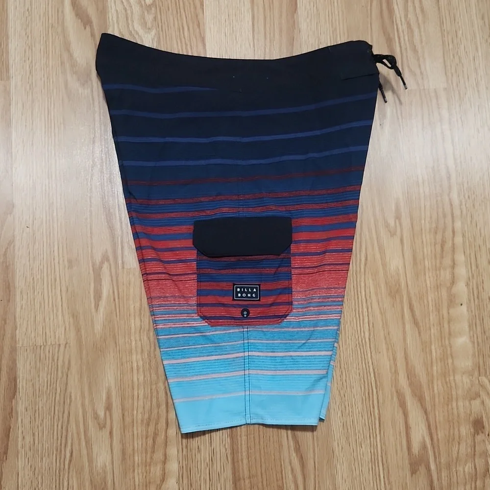 Billabong All Day Pro Men's Gradient Stripped Swim Shorts - Red and Blue